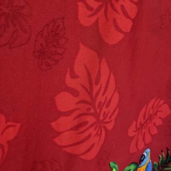 Rima Red Tropical Flowers Parrot Hawaiian Style Button Down Shirt Size XL @Z - Picture 10 of 10